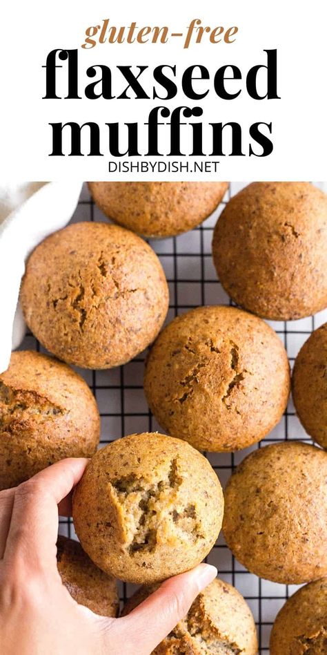 Slightly sweetened with a hint of cinnamon, these easy flaxseed muffins are tender with a moist crumb and perfect for breakfast or an anytime snack! Super easy to make, with flaxseed meal being the secret ingredient for extra fiber, this recipe for flax muffins is totally gluten-free and dairy-free too, but no one would know! Bake a batch or two and freeze to enjoy homemade muffins anytime! | flax muffins | flaxseed recipes | flax recipes | gluten free muffins | gluten free dairy free recipes Flax Muffins Gluten Free, Keto Flaxseed Muffins, Flaxseed Meal Recipes Breakfast, Ground Flax Muffins, Flaxseed Muffin Recipes, Flaxseed Powder Recipes, Recipes With Ground Flaxseed, Ground Flaxseed Recipes, Flax Seed Muffins Healthy