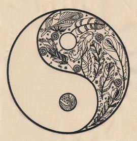 Set with embroidery designs of yin & yang Yin And Yang Embroidery, Ying Yang Embroidery, Ying Yang Flower, Embroidery Yin Yang, Yin Yang Embroidery, Yin Yang Flower, Ying Yang Cross Stitch, Yin Yang Embroidery Design, Paisley Embroidery