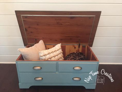 General Finishes, Cedar Chest, Persian Blue, Blue Milk, Antique Hardware, Design Center, Milk Paint, Nap Time, Storage Chest