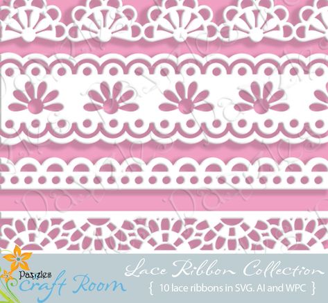 Lace Ribbon Collection: AI, SVG, and WPC - Pazzles Craft Room Lace Svg Free, Lace Cards Diy Free Printable, Lace Border Png, Digital Lace Border Png, Pink Lace Border Png, Diy Valentines Decorations, Paper Ribbon, Ribbon Design, Lace Border