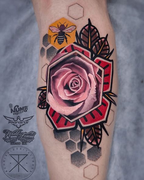 75 Gorgeous Mixed Style Tattoos by Some of the World’s Best Artists - Tattoo Ideas, Artists and Models New School Tattoos, Koala Tattoo, Chameleon Tattoo, Temp Tattoo, Tattoo Equipment, Rose Tattoo Design, Tattoo Design Book, Bee Tattoo, New School Tattoo