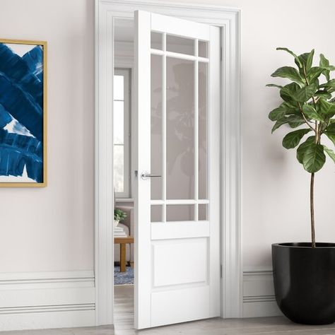 Interior Glass Doors Ideas, Internal Glazed Doors, White Internal Doors, Internal Glass Doors, Living Room Door, Glazed Glass, Internal Door, Glass Panel Door, Door Molding