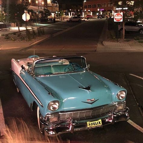 1956 Bel Air, Pastel Convertible Car, 1957 Chevy Bel Air Convertible, Vintage Convertible Cars, Vintage Car Aesthetic, Old Convertible, 1956 Chevy Bel Air, Vintage Convertible, Blue Convertible