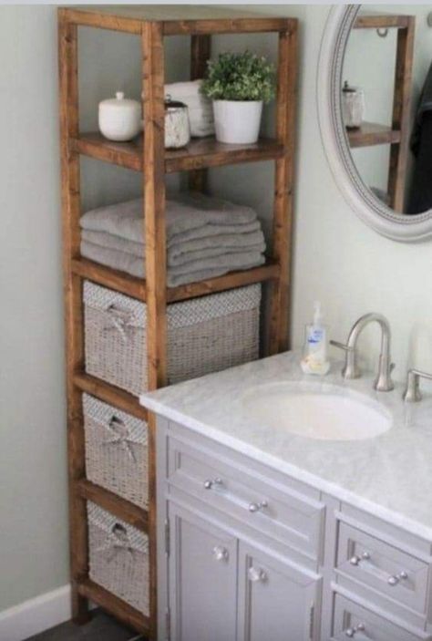 Build Your Own Shelves, Bathroom Design Decor, Bathroom Inspiration Decor, Small Bathroom Decor, Diy Bathroom, Furniture For Small Spaces, Bathroom Inspiration, Diy Furniture Plans Wood Projects, Bathroom Storage