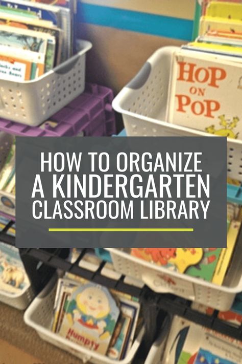 How to Organize a Classroom Library the Easy Way Kindergarten Library Labels, Classroom Library Organization Kinder, Organizing Books In Classroom, Kindergarten Reading Centers Setup, Preschool Class Library, Kindergarten Book Organization, Preschool Library Center Set Up, Library Center Kindergarten, Classroom Library Ideas Kindergarten