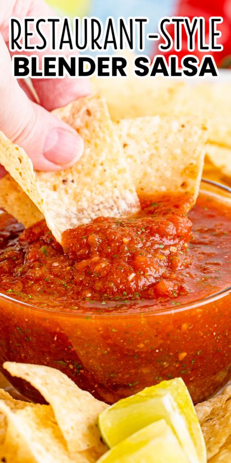 Resturant Salsa, Blender Salsa Recipe, Easy Blender Salsa, Fresh Salsa Recipe Homemade, Salsa With Canned Tomatoes, Easy Homemade Salsa Recipe, Restaurant Salsa, Blender Salsa, Easy Homemade Salsa