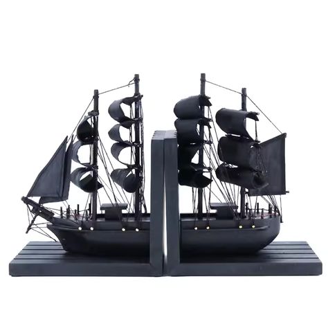 PRICES MAY VARY. Premium Quality Material: Made from high-quality New Zealand pine wood, ensuring durability and a lasting presence. Unique Coastal Theme: Inspired by the legendary Black Pearl pirate ship, perfect for adding a Caribbean touch to your decor. Sleek All-Black Design: Features an elegant, all-black color scheme, including the sails, for a bold and sophisticated look that enhances any decor setting. Versatile Decor Piece: Ideal for nautical-themed rooms, beach houses, children’s room Vintage Lakehouse Decor, Pirates Of The Caribbean Decor, Dark Nautical Decor, Tropical Academia, Classy Nautical Decor, Caribbean Bedroom, Navy Room, Beachy House, Pirate Ship Model