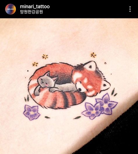 Red Panda Tattoo, Discrete Tattoo, Matching Friend Tattoos, Panda Tattoo, New Tattoo Designs, Tattoos For Women Flowers, Cartoon Tattoos, Family Tattoos, Friend Tattoos