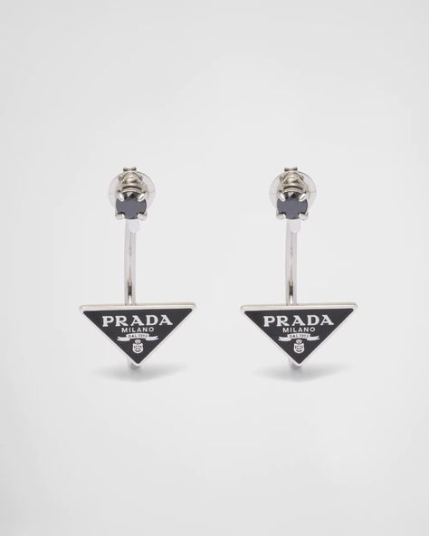 Prada Earrings Jewelry, Prada Earrings, Case 143, Prada Jewelry, Style Punk, Jewelry Lookbook, Triangle Logo, Earrings Women, 925 Silver Jewelry