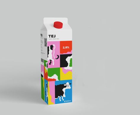 Milk Packaging Design, Typography Packaging, Milk Brands, Tea Packaging Design, Milk Packaging, Drinks Packaging Design, Consumer Packaging, Graphic Design Packaging, Box Packaging Design