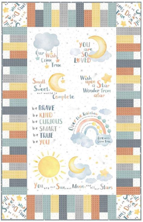 Baby Quilt Panels, Baby Quilt Kit, Panel Ideas, Quick Quilt, Quilt Baby, Crib Quilt, Fabric Suppliers, Panel Quilts, Gray Yellow