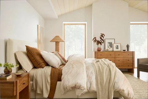 Bedroom Inspiration​ | West Elm West Elm Bedding, Modern Bed Frame, Bedroom Items, Modern Bedroom Furniture, Bedroom Headboard, Bedroom Refresh, Room Planner, Beds & Bed Frames, 6 Drawer Dresser