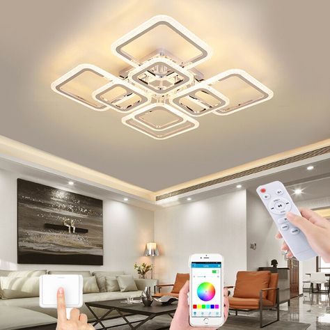 Modern Jhumar For Living Room, Jhumar For Living Room, Square Lighting, Ceiling Lamp Living Room, Ceiling Lamps Living Room, Hall Lighting, Bedroom Led, Cheap Pendant Lights, Lamp Living Room