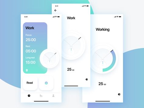 Pomodoro APP-2 by He Juncheng | Dribbble | Dribbble Pomodoro App, Ui Design Mobile, Medical App, App Interface Design, Ios App Development, Mobile Ui Design, Ios Design, Website Design Layout, App Design Inspiration