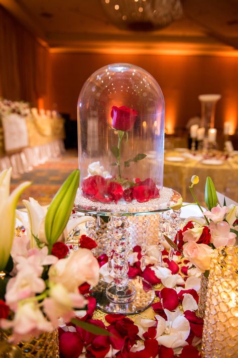 Rose dome centerpiece inspired by Beauty and the Beast Quince Decorations Ideas, Beauty And The Beast Quince, Beauty And The Beast Wedding Theme, Beauty And The Beast Wedding, Beauty And Beast Wedding, Rose Dome, Beauty And The Beast Theme, Disney World Wedding, Quince Decorations