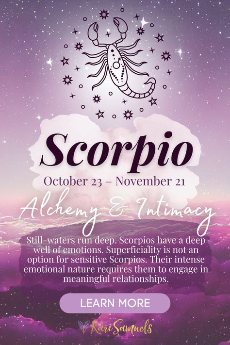 If there's one sign that's synonymous with intensity, it's Scorpio. Ruled by Pluto, the planet of power and transformation, Scorpios are known for their passionate, resourceful, and assertive nature. And when the Sun is in Scorpio, we all get a chance to tap into our own inner power. So what does that mean for your zodiac sign? Visit the karisamuels.com to learn more! Sun In Scorpio, Scorpio Astrology, Scorpio Zodiac Sign, Loving Relationships, Astrology Planets, Astrology Compatibility, Inner Power, Astrology Chart, Astrology Facts