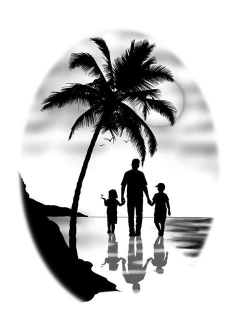 Family Silhouette Tattoo, Father Son Tattoo, Mom Dad Tattoo Designs, Father Tattoos, Family Tattoo Designs, Mom Tattoo Designs, Armband Tattoo Design, Silhouette Tattoos, Palm Tree Tattoo