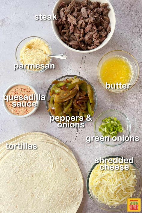 Steak Dry Rub Recipe, Chalupa Recipe, Steak Quesadilla Recipes, Quesadilla Recipes Beef, Steak Quesadillas, Season Steak Recipes, Steak Quesadilla, How To Make Steak, Sunday Dinner Ideas