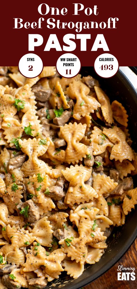 Beef Stroganoff Pasta, One Pot Beef Stroganoff, Stroganoff Pasta, Weight Watchers Pasta Recipes, Weight Watchers Pasta, Weight Watchers Meals Dinner, Diet Plate, Beef Stroganoff Crockpot, Baby Lunch