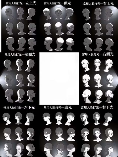 Shadow Reference Lights, Lighting And Shadow Reference, Face Shaded Drawing, Lighting Shading Tutorial, Behind Lighting Reference, How To Shade Drawings Digital, Slightly Looking Up Reference, Shadows In Drawing, Lighting Source Reference