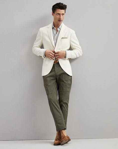 Beige Blazer Outfit, Men Styling, Off White Blazer, Blazer Outfits Men, Beige Suits, Beige Blazer, Black Polo Shirt, The Best Summer, Men’s Suits