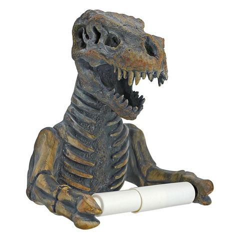 Design Toscano T. Rex Dinosaur Skeleton Bathroom Toilet Paper Holder - Walmart.com Skeleton Bathroom, Spooky Bathroom Decor, Spooky Bathroom, Bathroom Toilet Paper Holder, Bathroom Toilet Paper, Cool Dinosaurs, Bathroom Toilet Paper Holders, Toilet Paper Dispenser, Dog Toilet