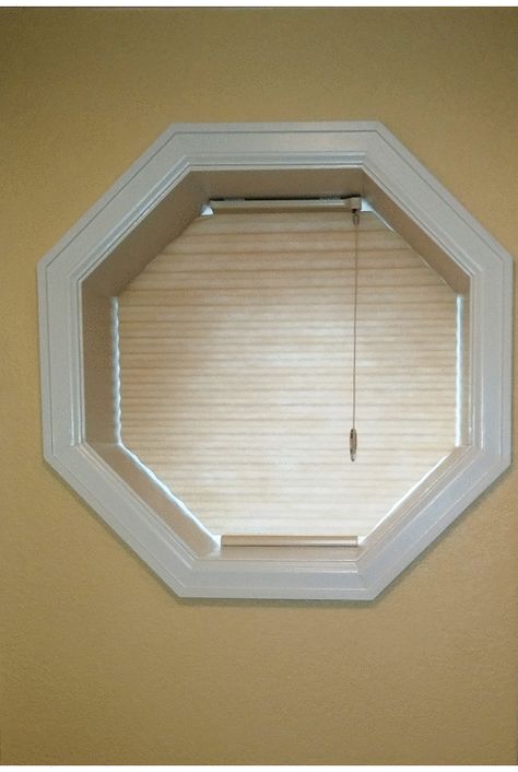 Hexagon Window Covering, Octagon Window Covering Ideas, Hexagon Window, Hunter Douglas Duette, Bathroom Window Coverings, Window Coverings Diy, Octagon Window, Steeple Chase, Big Bedroom