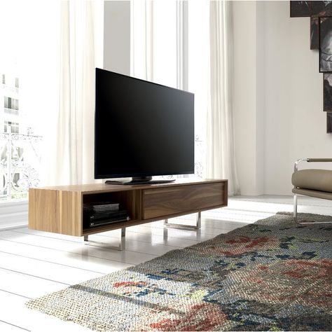 Add a touch of contemporary elegance to your home with this tv stand. Design at an affordable price. Big Windows Living Room, Modern Family Room Design, Modern Family Rooms, Tv Stand Decor, Mobile Tv, Living Room Windows, Family Room Design, Living Room Inspo, Lounge Room