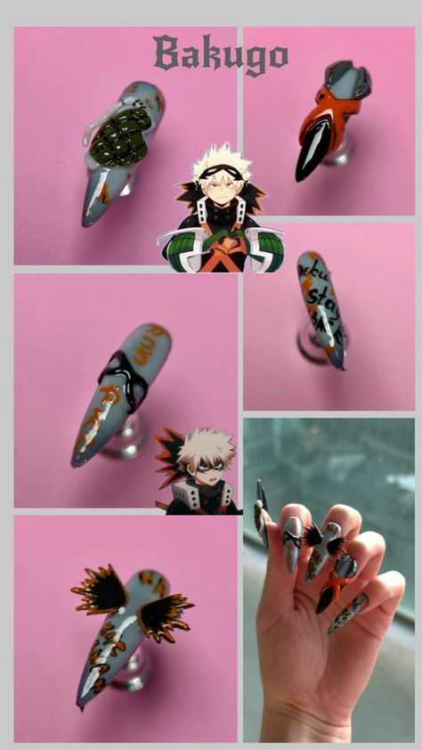 Bakugo style in my nails Bakugou Nails Art, My Hero Academia Nails, Academia Nails, Crazy Nail Designs, Anime Nails, Crazy Nails, My Hero, Nail Design, Hero Academia