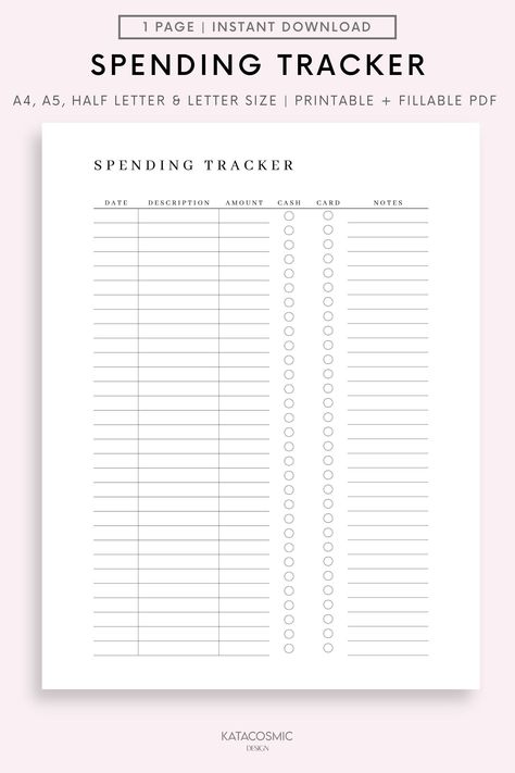 Expense Tracker, Business Expense Log Printable, Spending Tracker, Purchase Log, Transaction Log, Financial Planner Letter/HalfLetter/A4/A5 digitaplannerandroid #weeklyplannerprintable🌹 Expense Tracker Printable Free, Stationary List, Purchase Tracker, Business Daily Planner, Business Planner Printables, Spending Tracker Printable, Online Business Planner, Financial Tracker, Expense Tracker Printable