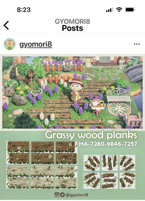 Grassy Wood Planks Acnh, Planks Acnh, Cottagecore Animal Crossing, Acnh Paths, Motif Acnl, Acnh Cottagecore, Animal Crossing 3ds, Ac New Leaf, Forest Core