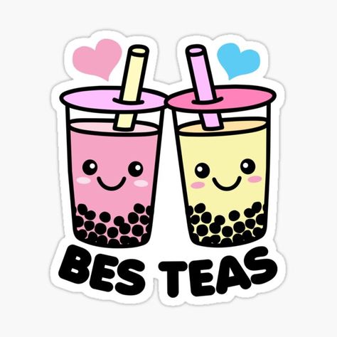 Boba Stickers, Cute Boba Tea, Bubble Tea Sticker, Cute Bubble Tea, Boba Sticker, Drinks Art, Kawaii Boba, Tea Puns, Mothers Day Drawings