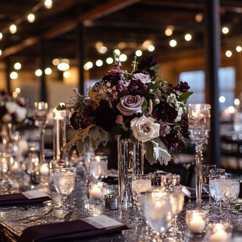 Enchanting Purple Winter Wedding Ideas: Colors & Tips You’ll Love - Yeah Weddings Purple Winter Wedding, Wedding Ideas Colors, Winter Wedding Aesthetic, Wedding Flowers Decor, Purple Ideas, Winter Wedding Ideas, Winter Celebration, Winter Wedding Bouquet, Purple Theme