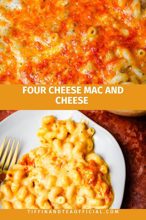 Mac and Cheese in plate Four Cheese Macaroni And Cheese, Four Cheese Mac And Cheese, Cheesy Mac, Cheese Macaroni, Cheesy Mac And Cheese, Comforting Dinner, Homemade Comfort Food, Sides Recipes, Weekend Cooking