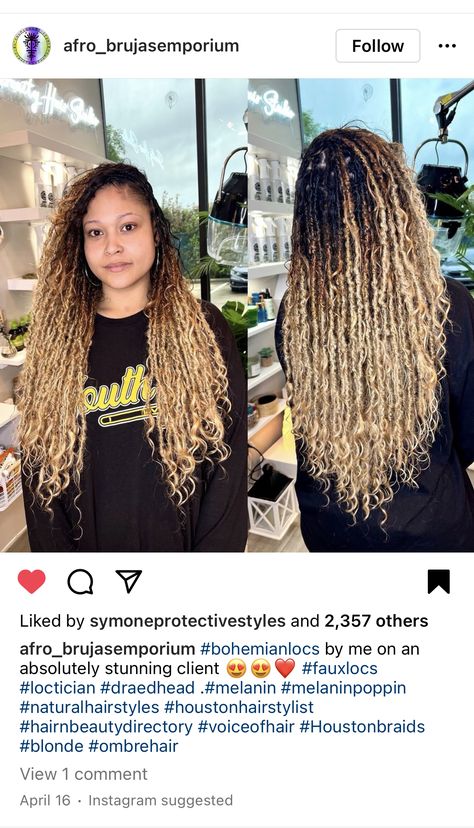 Passion Twists Ombre Blonde, Ombre Blonde Locs, Ombre Bohemian Braids, Blonde Ombre Locs Black Women, Curly Boho Locs, Faux Locs Hairstyles Blonde, Blonde Boho Locs Black Women, Ombre Boho Locs, Ombré Soft Locs