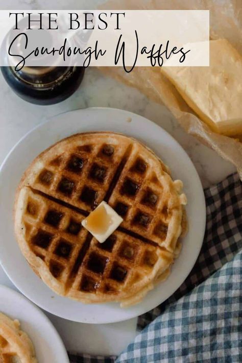 Learn how to make the perfect homemade sourdough waffle recipe. Crispy on the outside, and nice and fluffy on the inside. This sourdough discard waffle recipe will become a family favorite. #farmhouseonboone #sourdoughwaffles #sourdough Best Belgian Waffle Recipe, Sourdough Waffle Recipe, Sourdough Waffles, Belgian Waffles Recipe, Dessert Homemade, Sourdough Starter Discard Recipe, Homemade Sourdough Bread, Waffles Recipe, Homemade Waffles