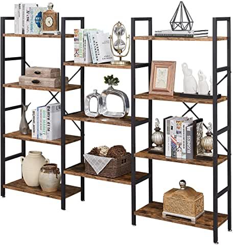 Wide Bookshelf, Industrial Bookcase, Standing Bookshelf, Rustic Bookshelf, Open Display Shelf, Industrial Bookshelf, Metal Bookcase, Ladder Bookshelf, Etagere Bookcase