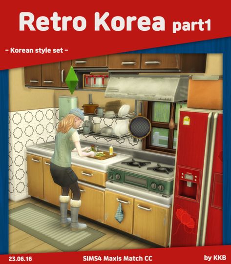 (18) KKB's MM on Tumblr Old Korean House, Kitchen The Sims 4, Korean Furniture, Sims Download, Sims 4 Kitchen, Korean House, Sims Packs, Cc Packs, Sims 4 Bedroom