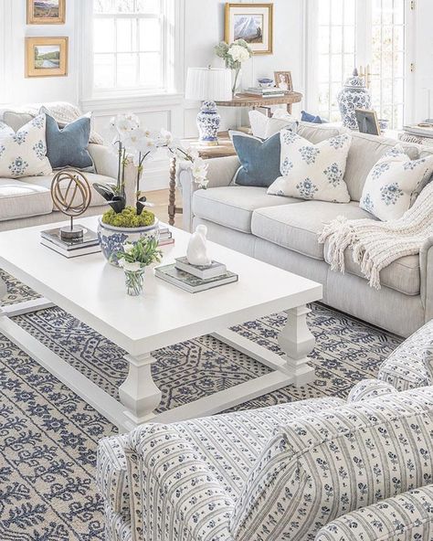 #Cutedesign# lovelyspace Classic Family Room, Hamptons Style Living Room, Indian Living Room Design, Indian Living Rooms, Decor Studio, Coastal Living Rooms, Living Room Decor Ideas, White Living Room, Blue Living Room