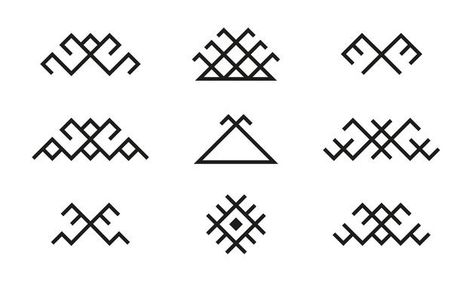 Baltic Symbols Lithuania Tattoo, Lithuania Tattoo, Baltic Symbols, Ceramics Pattern, Linear Art, Traditional Ornaments, Lithuania, Triangle Tattoo, Premium Vector