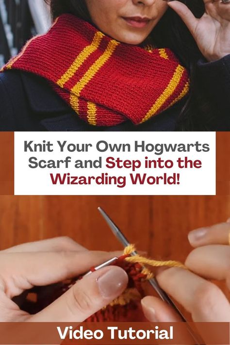 Are you a Harry Potter fan looking to add a magical touch to your wardrobe? Learn to knit this amazing Hogwarts scarf step by step with our incredible video tutorial! Perfect for beginners, this scarf will challenge your knitting skills and leave you with a stylish and modern accessory that you can wear every day or use to complete your Hogwarts cosplay. Crafted with a slipped selvage edge, this scarf has a polished and professional look that will impress all your friends. The slightly... Slytherin Scarf Knitting Pattern, Hogwarts Scarf Knitting Pattern, Harry Potter Scarf Pattern, Hogwarts Cosplay, Hogwarts Scarf, Harry Potter Scarf, Cowl Knitting, Learn To Knit, Knitting Patterns Free Scarf