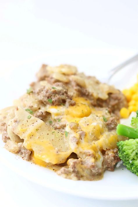 Instant Pot Hungry Man's Casserole--a hearty meat and potatoes dinner that cooks in just a 1 minute pressure cooking time! Instapot Duo, Instant Meals, Potatoes Dinner, Hungry Man, Hamburger And Potatoes, Recipe Keeper, Meat And Potatoes, Ground Beef And Potatoes, Potato Dinner