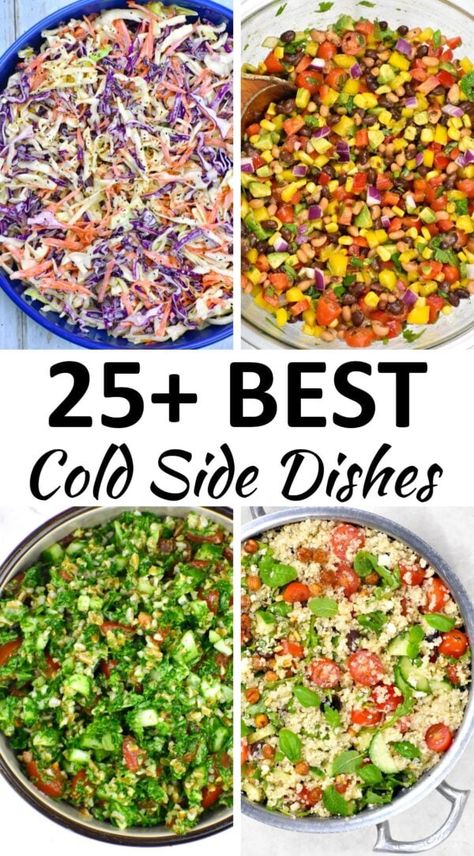 cold side dishes pin East Side Dishes For Dinner, Cold Vegetable Sides, Salad Ideas For Potluck, Cold Pasta Side Dishes Easy, Side Dishes To Feed A Large Crowd, Side Dishes Cold Make Ahead, Tailgate Side Dishes Cold, Healthy Party Side Dishes, Veggie Side Dishes Cold