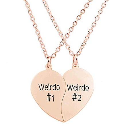 MJartoria BFF Necklaces for 2 Split Heart Weirdo 1 Weirdo 2 Best Friends Forever Pendant Friendship Set #Pendants, #Necklaces, #Jewelry, #Women, #Clothing, Shoes & Jewelry, Friendship Valentines, Bff Necklace, Pet Memorial Necklace, 2 Best Friends, 2nd Birthday Gifts, Sweet Gift Ideas, Friendship Necklace, Memorial Pendant, Cuff Bracelets Handmade