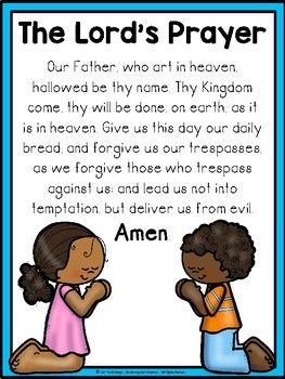 Lord's Prayer For Kids, The Lord's Prayer Printable For Kids, The Lord's Prayer For Kids, The Lord's Prayer Printable, Lord's Prayer Printable, Prayer Poster, Black And White Clip Art, English Prayer, Prayer Catholic