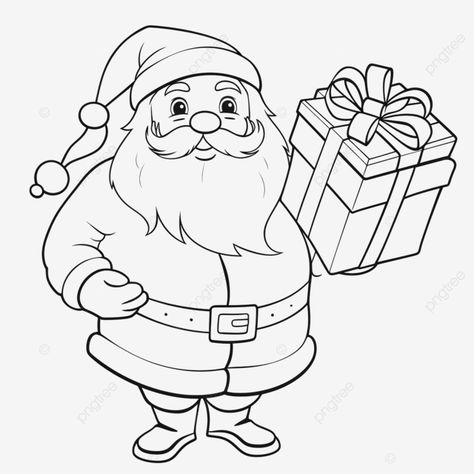 outlined santa claus cartoon character holding up a gift box vector hand drawn illustration winter Santa Clause Drawings For Kids, Santa Claus Outline, Santa Outline, Gift Clipart, Santa Claus Cartoon, Santa Claus Vector, Santa Clipart, Santa Claus Clipart, How To Draw Santa