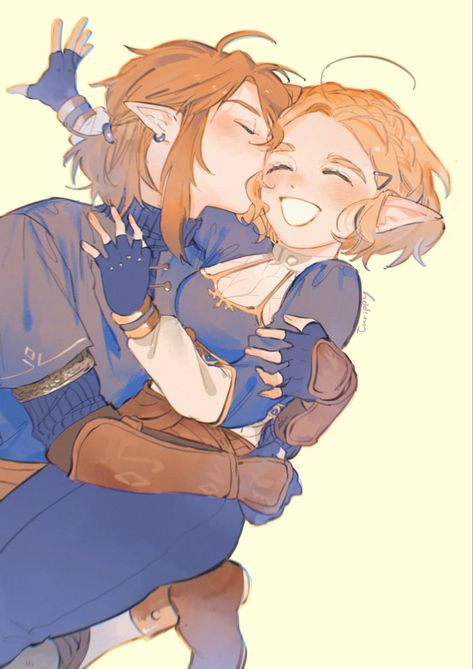 Zelink, Zelda x Link, Link and Zelda art, Ship art, Love, Link, Zelda Totk Zelink, Princesa Zelda, Digital Art Beginner, Link Zelda, Zelda Art, Legend Of Zelda Breath, Couple Drawings, Breath Of The Wild, The Legend Of Zelda