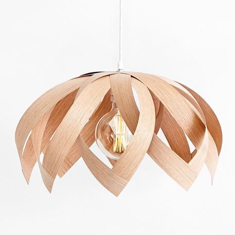 LOTUS OAK wooden veneer light by Yndlingsting (18,860 PHP) ❤ liked on Polyvore featuring home, lighting, lotus flower lamp, lotus flower light, wooden lampshade, wooden lamp shade and wood lamp shade Diy Luminaire, Wood Lamp Shade, Make A Lamp, Wooden Lampshade, Rustic Lamp Shades, Diy Lampe, Diy Projektit, Diy Shades, Pendant Lamp Design