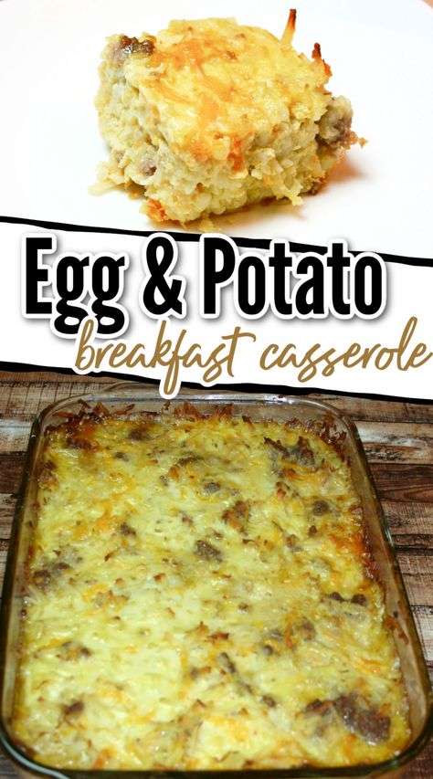 This Egg, Sausage, Cheese, and Potato Breakfast Casserole (with shredded hash browns) is a perfect holiday breakfast idea, or for brunches, potluck breakfasts, and more since you mix it up beforehand, let it sit overnight, and just pop it in the oven in the morning. Cookie Dough Hearts, Shredded Potato Casserole, Egg And Potato Breakfast, Potato Breakfast Casserole, Potato And Egg Breakfast, Egg And Potato, Egg And Cheese Casserole, Meatless Breakfast, Baked Breakfast Casserole