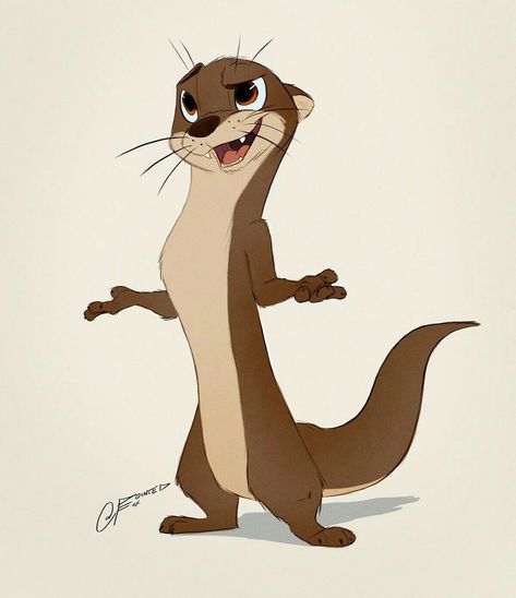 Otter A Cartoon, Cartoon Character, Otters, To Draw, On Demand, Animals